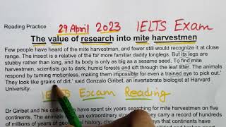 IELTS READING TIPS and Tricks 2023  mite harvestmen answers 29 april ielts exam reading practice [upl. by Gnoh]