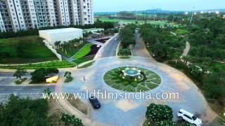 Aerial views of the DLF Magnolias and Aralias apartments in Gurgaon [upl. by Rodl960]