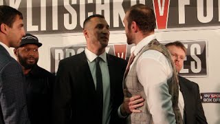 WLADIMIR KLITSCHKO v TYSON FURY  EXTREMELY INTENSE HEAD TO HEAD  LONDON PRESS CONFERENCE [upl. by Klenk182]