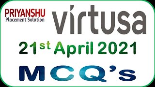 Virtusa MCQs  Virtusa 21st April 2021  Virtusa Programming Questions  Virtusa Java Preparation [upl. by Mohandis]