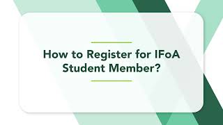 How to Register for IFoA Student Member [upl. by Alrak]