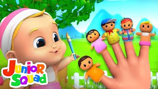 The Finger Family Song  Baby Finger  Mommy Finger  Nursery Rhymes and Kids Song with Junior Squad [upl. by Burrill959]