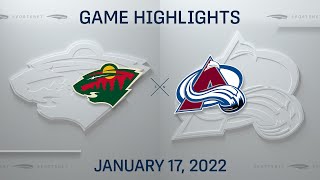 NHL Highlights  Wild vs Avalanche  Jan 17 2022 [upl. by Deery]