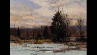 Study after Hugh Bolton Jones Winter Sunset Tonalist Landscape Oil Painting [upl. by Etnaud]