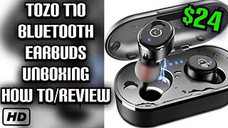 TOZO T10 Bluetooth Earbuds 24 Unboxing Review and How to [upl. by Sateia]