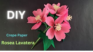 How To Make Lavatera Rosea l Paper Flower l Crepe Paper Flower Tutorial diy craft paperflowers [upl. by Hedley]