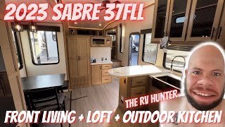 2023 Sabre 37FLL  Front Living 5th Wheel with a Loft  Wood Look [upl. by Ebanreb]