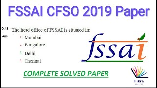 FSSAI Previous year paper 2019 with answers  Central Food Safety Officer CFSO [upl. by Ramburt]