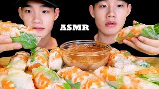 ASMR SHRIMP SPRING ROLLS RECIPE  Eating Sounds  TANTAN Twins ASMR [upl. by Boylston]