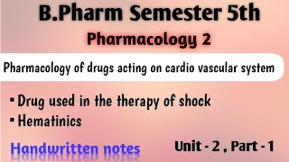 U2 part 1 Drug used in therapy of shock Hematinics sem 5th pharmacology [upl. by Niamjneb]