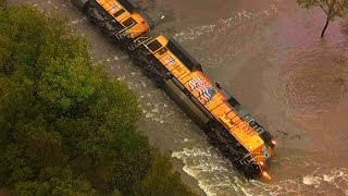 Flooding causes train derailment [upl. by Llenehc]