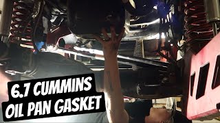 67 Cummins Oil Pan Gasket Replacement in 2017 Ram 3500 dually [upl. by Violetta604]