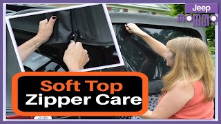 Jeep Soft Top Zipper Care Tips amp How To Maintenance [upl. by Nomead]