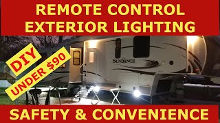 RV remote control exterior lighting  DIY lighted RV parking at night security boondock lighting [upl. by Morten317]