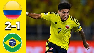 Brazil x Colombia 21 LUIS DIAZ SCORE 2  Highlights [upl. by Nikolos203]