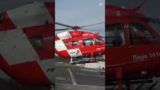 Exclusive UpClose Look at REGA H145 Helicopter Landing at Bern Airport [upl. by Faludi]