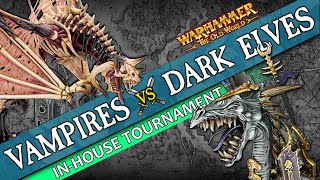 Vampire Counts vs Dark Elves INHOUSE TOURNAMENT  Warhammer The Old World Live Battle Report [upl. by Kall]