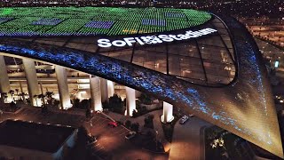 SoFi Stadium Amazing Roof Lights Aerial Tour [upl. by Annoed834]