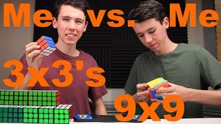 How Many 3x3s can I Solve While I Solve a 9x9 [upl. by Eidoc]