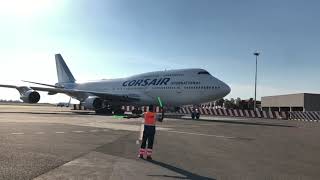 PARKING A B747400 FHSEA AT Lamezia Terme INT AIRPORT [upl. by Leirbaj]