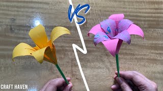 Origami Lily Flower Step by Step Easy Tutorial for Beginners Lily  How To Make Paper Lily [upl. by Ettenoitna]