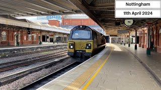 Light Class 70 Trains at Nottingham Station 11042024 [upl. by Assilim36]