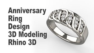 Custom Anniversary Ring  Jewelry CAD Design Tutorial 3D Modeling with Rhino 7 185 [upl. by Oravla]