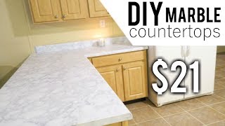 DIY MARBLE COUNTERTOPS  BUDGET FRIENDLY MARBLE COUNTERTOPS [upl. by Leseil]