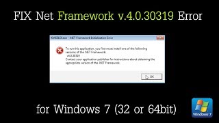 Fix Net Framework v4030319 Error Windows 7 100 [upl. by Ocnarf]