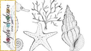 Nautical Sea Life Drawings  How to Draw Starfish Coral Seahorse amp Seashell  Part 1 [upl. by Brooking]