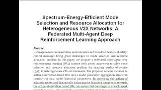 Spectrum Energy Efficient Mode Selection and Resource Allocation for Heterogeneous V2X Networks A F [upl. by Melli]