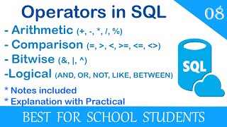 8 Operators Operands Expressions Types of Operators Working of Operators in SQL Explained [upl. by Norod]