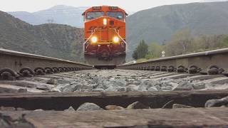 BNSF empty intermodal over camera  VOLUME WARNING [upl. by Adnih]