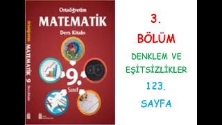 9 SINIF MATEMATİK DERS KİTABI ATA YAYINLARI 123 SAYFA DENKLEM VE EŞİTSİZLİKLER KONUSU PEKİŞTİRELİM [upl. by Aydan]