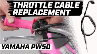 How To Replace the Throttle Cable on a Yamaha PW50 [upl. by Radnaskela383]