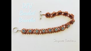 Right Angle Weave Simple Beaded Bracelet DIY Beaded Bracelet [upl. by Danczyk]