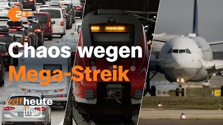 So legt der Streik Deutschland lahm  ZDFheute live [upl. by Alleusnoc694]