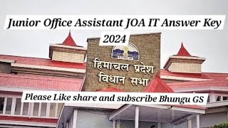 Junior Office Assistant JOA IT Vidhan Sabha Answer Key 2024  JOA IT Solved Paper 2024exam hp [upl. by Marya]