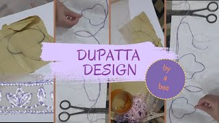 Easy Dupatta Design Tutorial [upl. by Pickens]