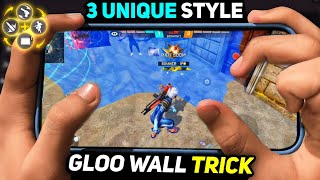 TOP 3 PLAYERS UNIQUE STYLE GLOO WALL 🧊 TRICK  NEW GLOO WALL TRICK LIKE BRAZILIAN 🇧🇷 PLAYERS IN FF [upl. by Yentrok624]