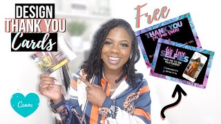 HOW TO MAKE THANK YOU CARDS FOR FREE  STEPBYSTEP TY CARD DESIGN TUTORIAL FOR BOUTIQUE [upl. by Grand873]