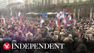 Live Thousands protest in Belgrade over Serbian election result [upl. by Ydaf548]