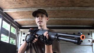 DE M56DL Tri  Shot Airsoft Shotgun Chrono [upl. by Lemrahs]