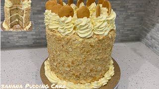 EASY CAKE RECIPE  BANANA PUDDING CAKE  BEGINNER FRIENDLY [upl. by Aihsyn]