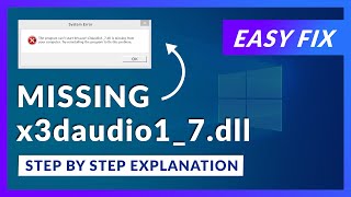 x3daudio17dll Missing Error  How to Fix  2 Fixes  2021 [upl. by Atteyek]