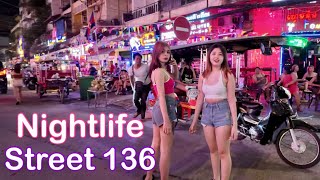 Cambodia Nightlife 2024  Phnom Penh Street 136 amp More  4K Walk [upl. by Ahsikin902]