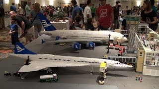 Giant LEGO Boeing airplanes – Brickfete Toronto 2015 [upl. by Dj589]