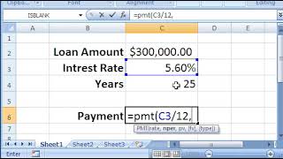 Excel The PMT function to calculate loan payments [upl. by Ramses]