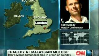 Marco Simoncelli Death Report CNN [upl. by Yenaled325]