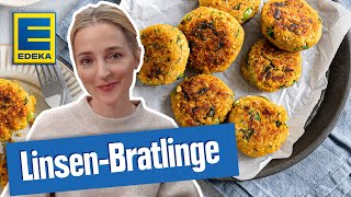 LinsenBratlinge  Vegetarisches Bratling Rezept [upl. by Anitsuga532]